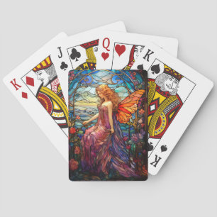 Tiffany Style Stained Glass Magical Fairy Poker Cards