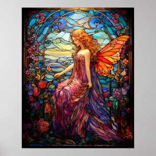 Tiffany Style Stained Glass Magical Fairy Poster