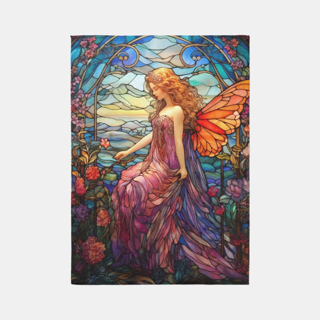 Tiffany Style Stained Glass Magical Fairy Rug (Front (Vertical))
