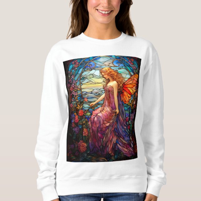 Tiffany Style Stained Glass Magical Fairy Sweatshirt (Front)