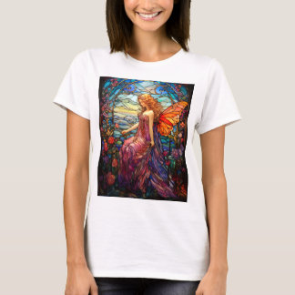 Tiffany Style Stained Glass Magical Fairy T-Shirt