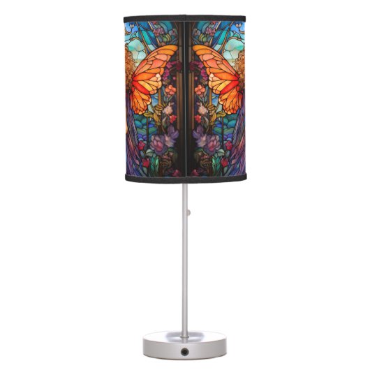 Tiffany Style Stained Glass Magical Fairy Table Lamp (Back)
