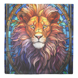 Tiffany-Style Stained Glass Majestic Lion Duvet Cover