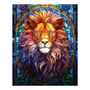 Tiffany-Style Stained Glass Majestic Lion Photo Print