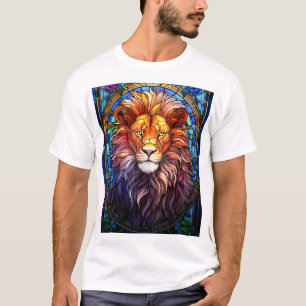 Tiffany-Style Stained Glass Majestic Lion T-Shirt