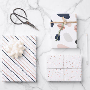 Tiffany Styles Collection Rose Gold & Navy Blue Wrapping Paper Sheets