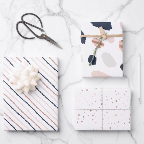 Tiffany Styles Collection Rose Gold  Navy Blue Wrapping Paper Sheets