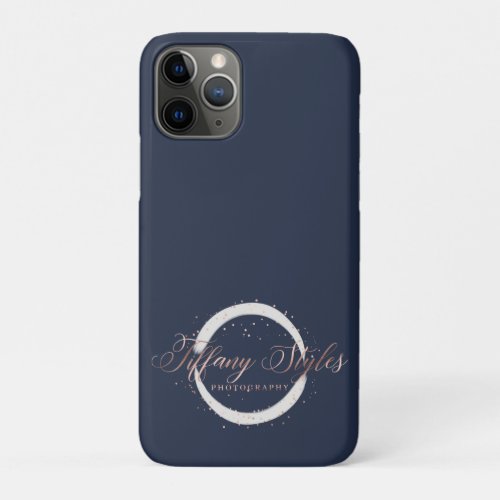 Tiffany Styles Navy Blue  Rose Gold Company Logo iPhone 11 Pro Case