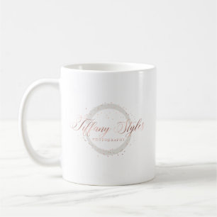 Tiffany Styles Navy Blue & Rose Gold Company Logo Coffee Mug