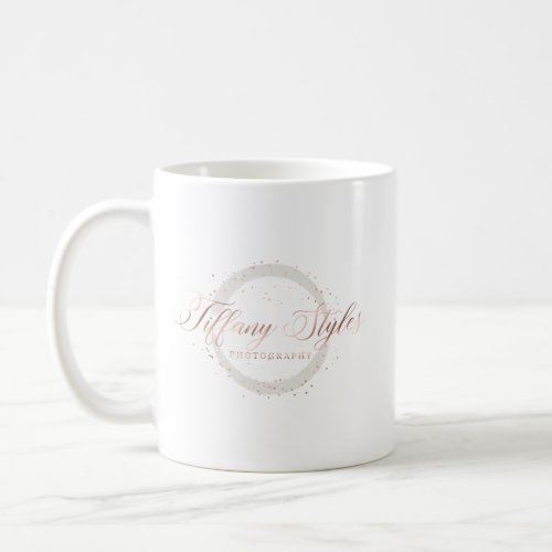 Tiffany Styles Navy Blue  Rose Gold Company Logo Coffee Mug