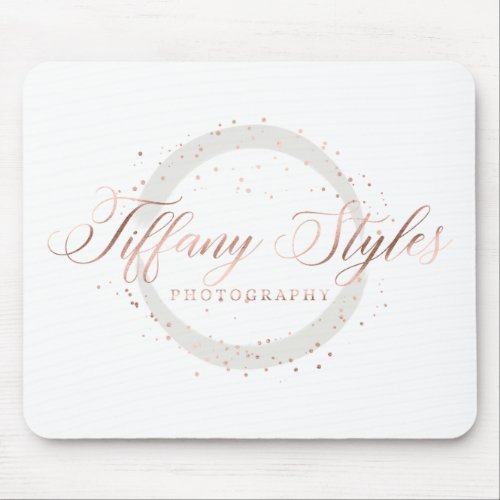 Tiffany Styles Navy Blue  Rose Gold Company Logo Mouse Pad