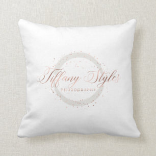 Tiffany Styles Rose Gold Brush Stroke Custom Logo Throw Pillow