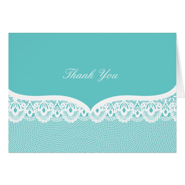 Tiffany Teal Lace Wedding Thank You Note Cards