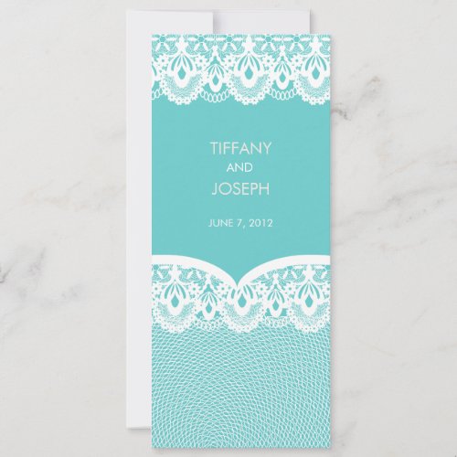 Tiffany Teal White Lace Wedding Invitation
