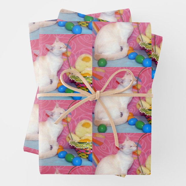 Tiffany - The Siamese Cat - Easter Wrapping Paper  (In situ)