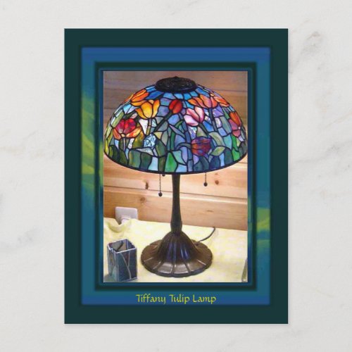 Tiffany Tulip Lamp Art Postcard