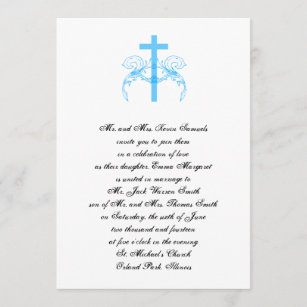 Tiffany Turquoise Cross Christian Wedding Invite