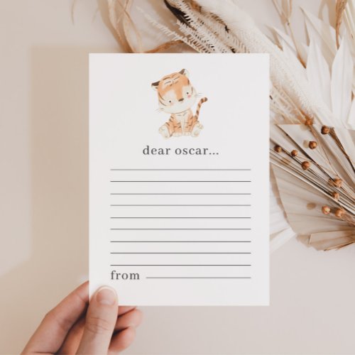Tiger 1st Birthday Time Capsule Note Card