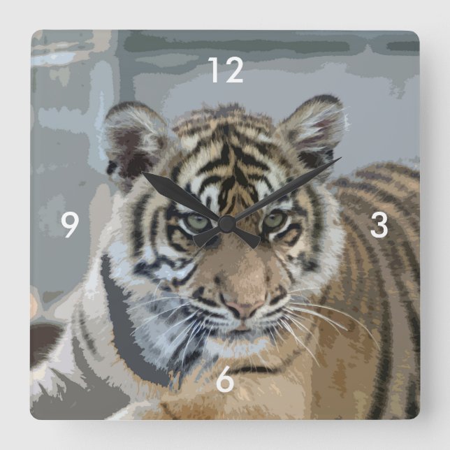 Tiger_2014_0901 Square Wall Clock (Front)
