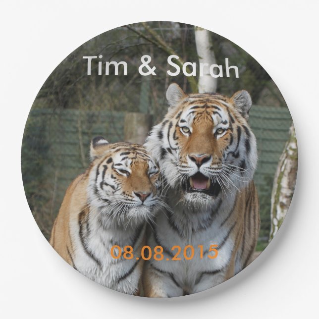 Tiger_2015_0401 + Wedding date Paper Plates (Front)