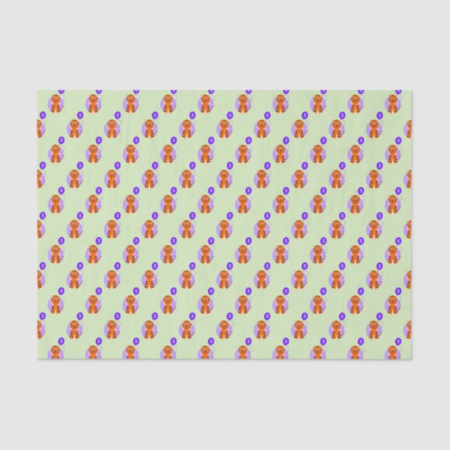 Tiger 5 year old purple green tissue paper (Front)