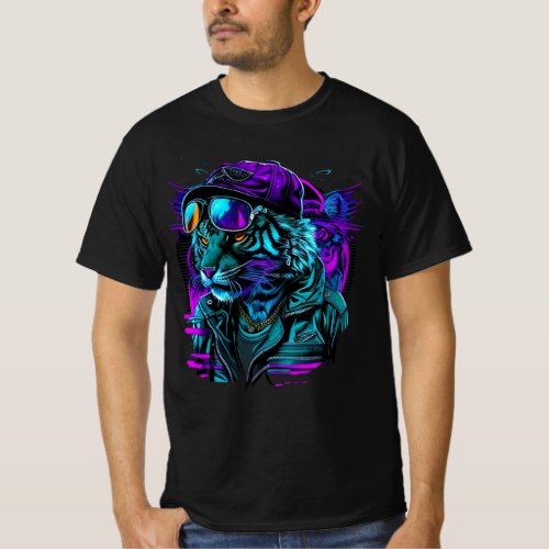 Tiger 80s Retro Synthwave Graphic Tee