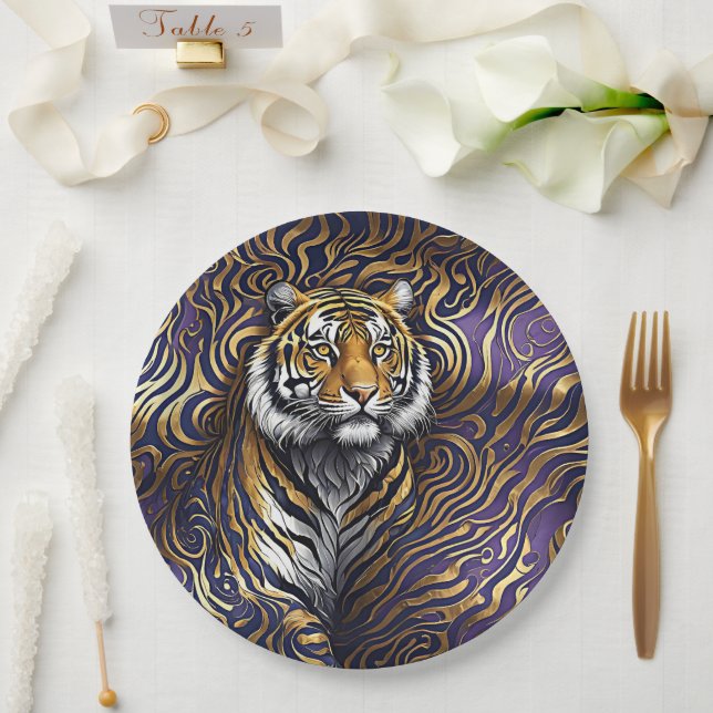 Tiger Abstract Art Paper Plates (Wedding)