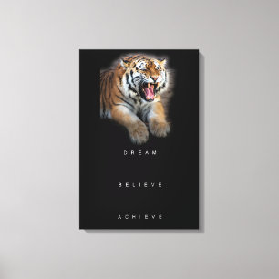 tiger achievement motivational inspirational quote canvas print