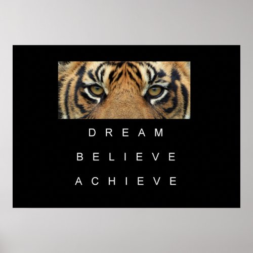 tiger achievement success motivation inspiration poster