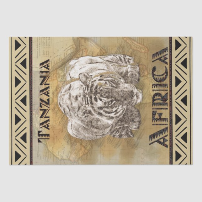 Tiger Africa Travel Poster Tissue Paper (Front)
