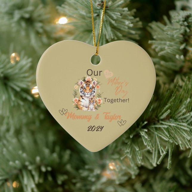  Tiger and baby Our First Mother'sDay Together Ceramic Ornament (Tree)
