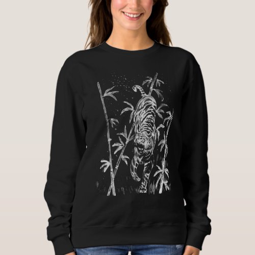 Tiger and Bamboo Black and White Sweatshirt