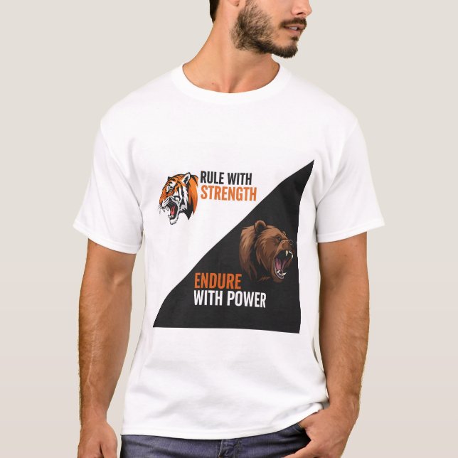 Tiger and Bear Split Power Design T-Shirt (Front)