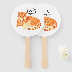 Tiger and Bunny Friendship – Cute Animal Illustra Hand Fan