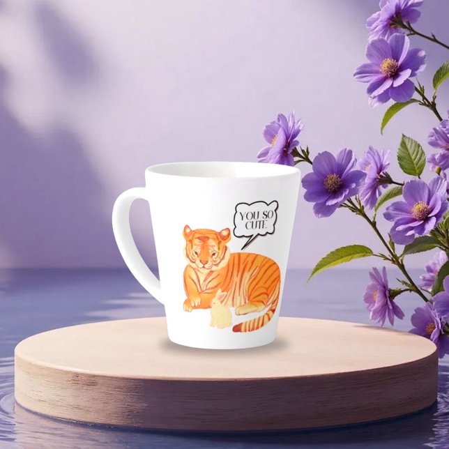  Tiger and Bunny Friendship – Cute Animal Illustra Latte Mug (Creator Uploaded)