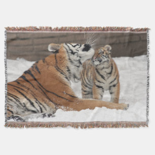 Tiger And Cub Hugs Throw Blanket