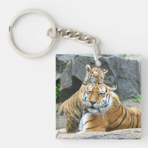 Tiger And Cub Love Keychain