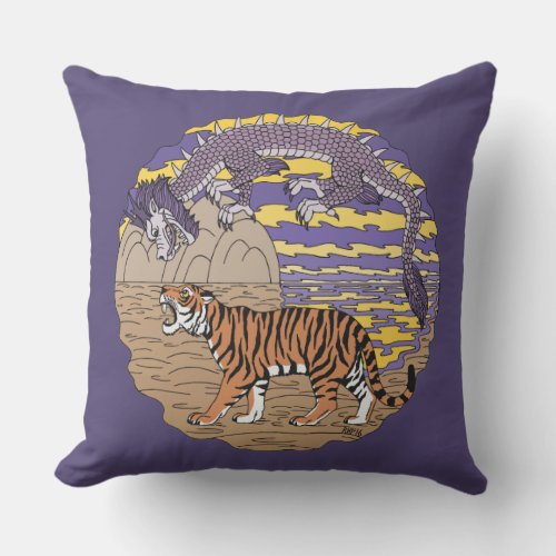 Tiger and Dragon Outdoor Pillow