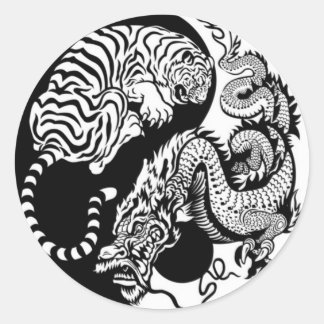 Tiger And Dragon Yin/Yang Classic Round Sticker