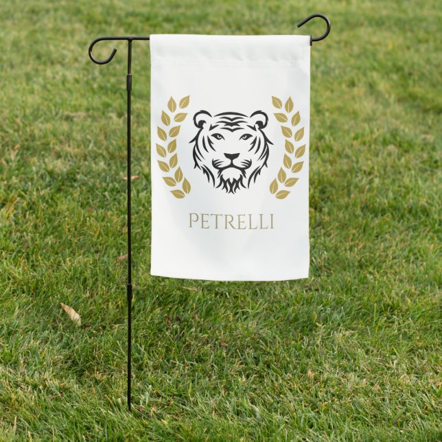 Tiger and Laurels Garden Flag (In SItu)