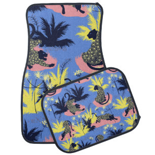 Tiger and leopard pattern geometric style design car floor mat