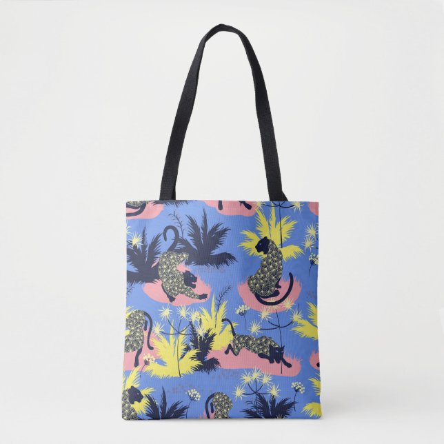 Tiger and leopard pattern geometric style design tote bag (Front)