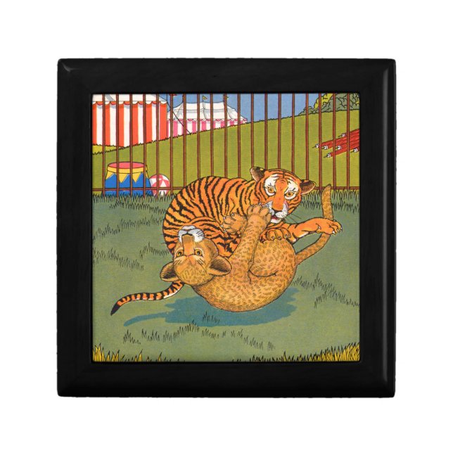 tiger and leopard wrestling jewelry box (Front)