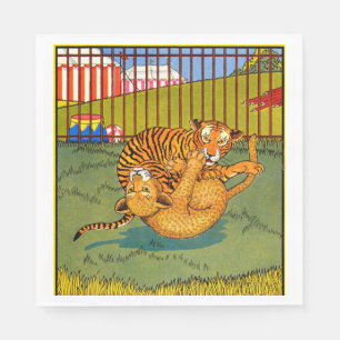 tiger and leopard wrestling napkins