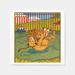 tiger and leopard wrestling napkins