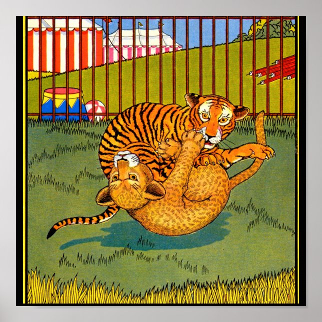 tiger and leopard wrestling poster (Front)