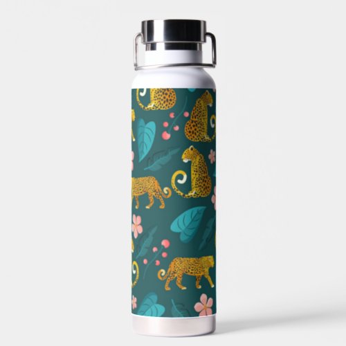 Tiger and levees pattern design water bottle