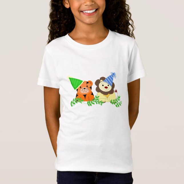 Tiger and Lion Birthday Design T-Shirt (Front)