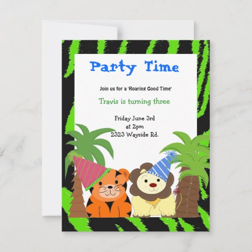 Tiger and Lion Birthday Invitation