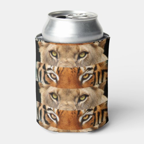 Tiger and Lion eyes Photo Can Cooler